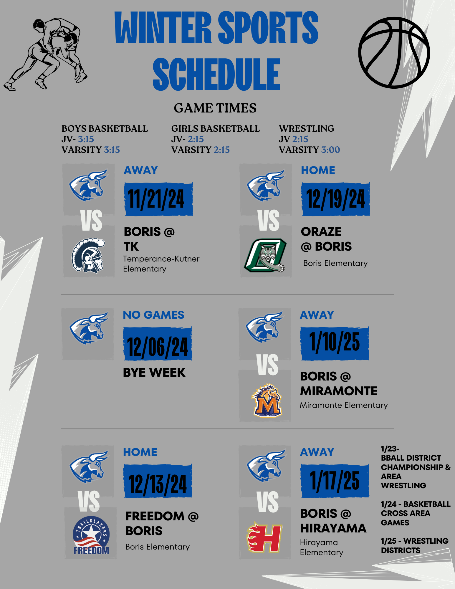 Boris Elementary Winter Sports Schedule 