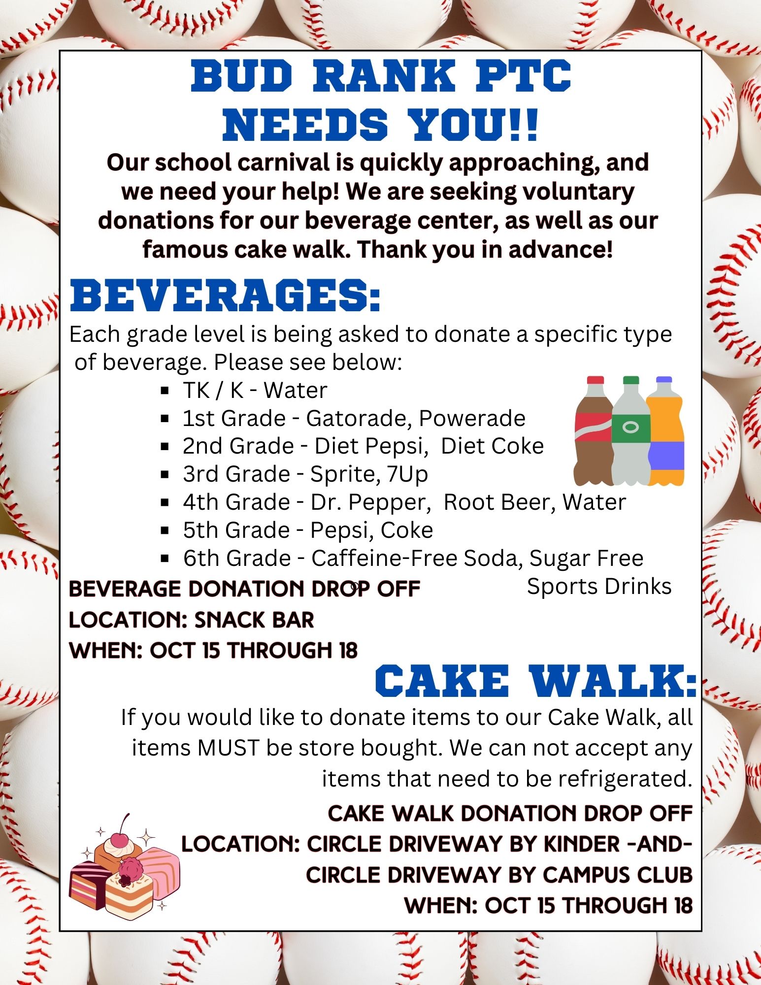 Drink and Dessert donations