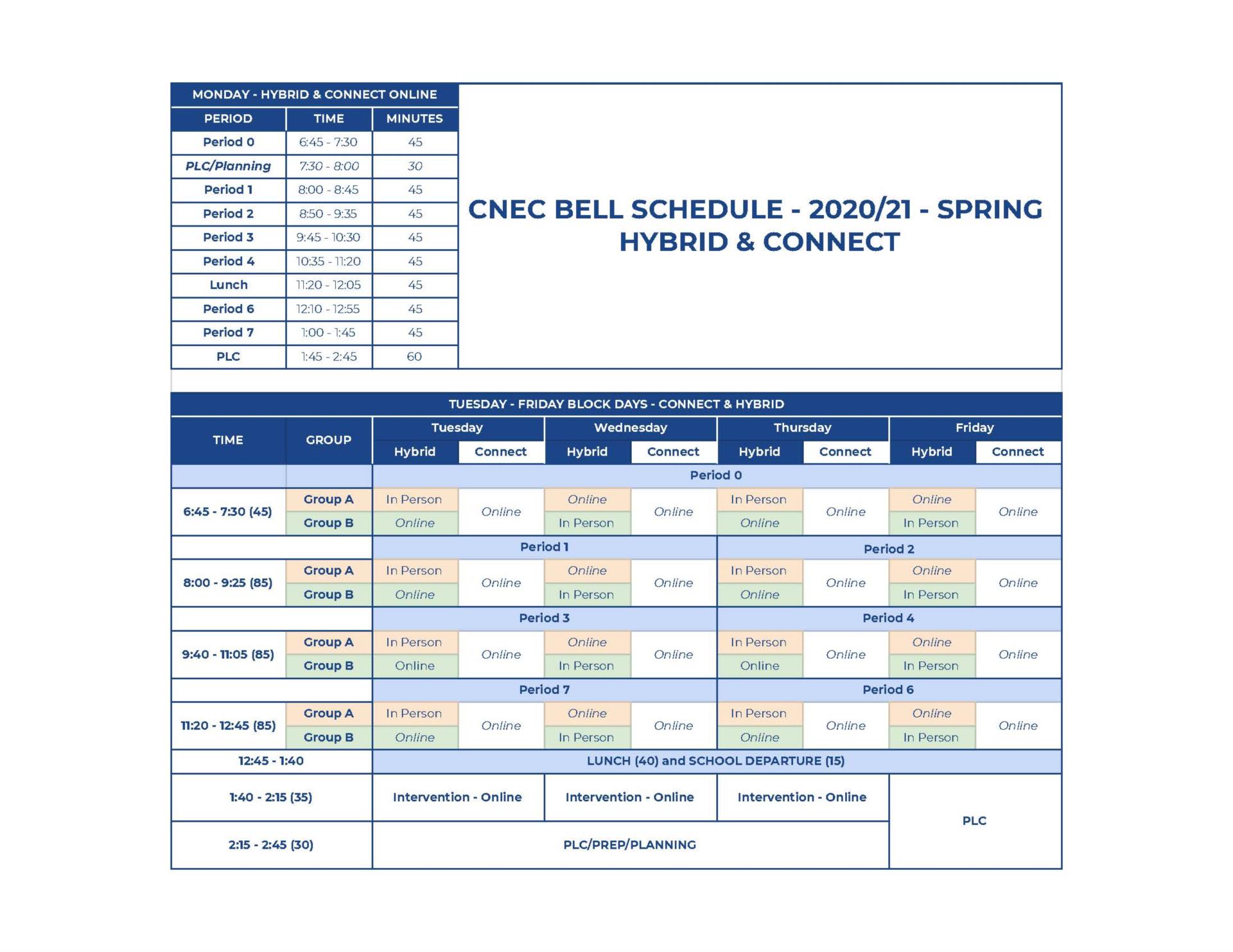 updated bell schedule