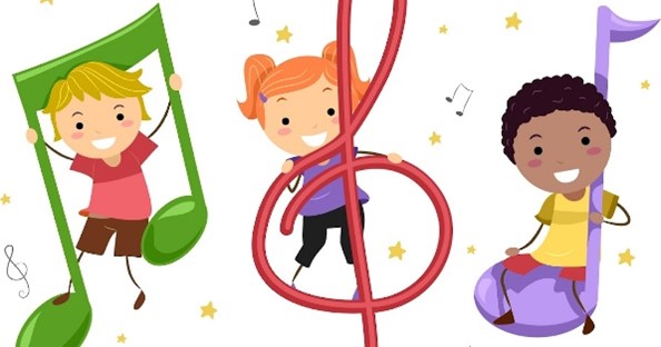 Clip Art of Children and Musical Notes