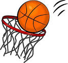 Clip Art of a Basketball going into a Basketball Hoop