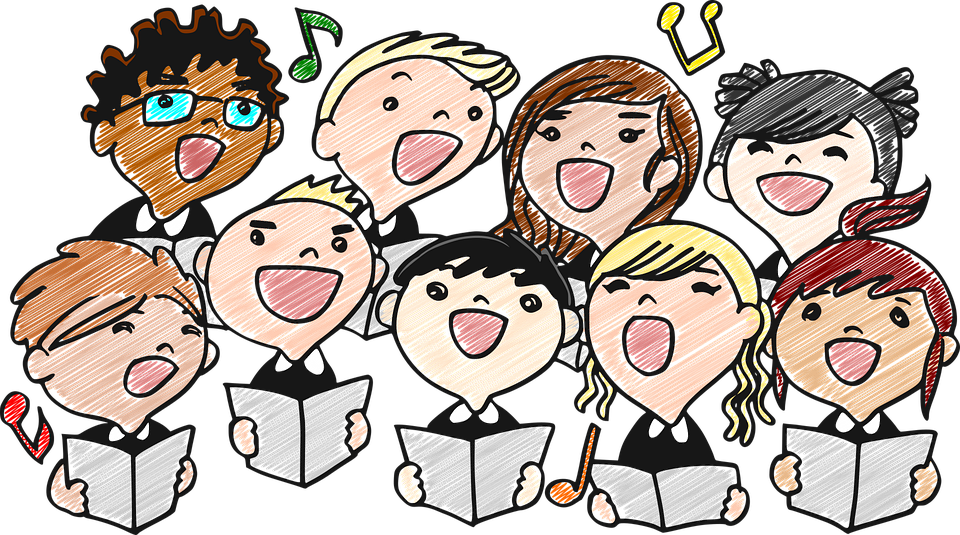 Clip Art of a student choir singing
