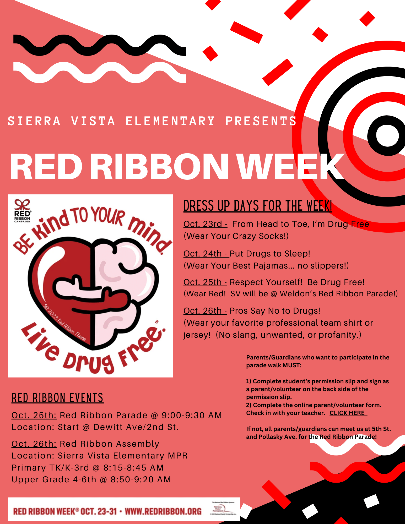 Red Ribbon Week: Oct 25th-29th