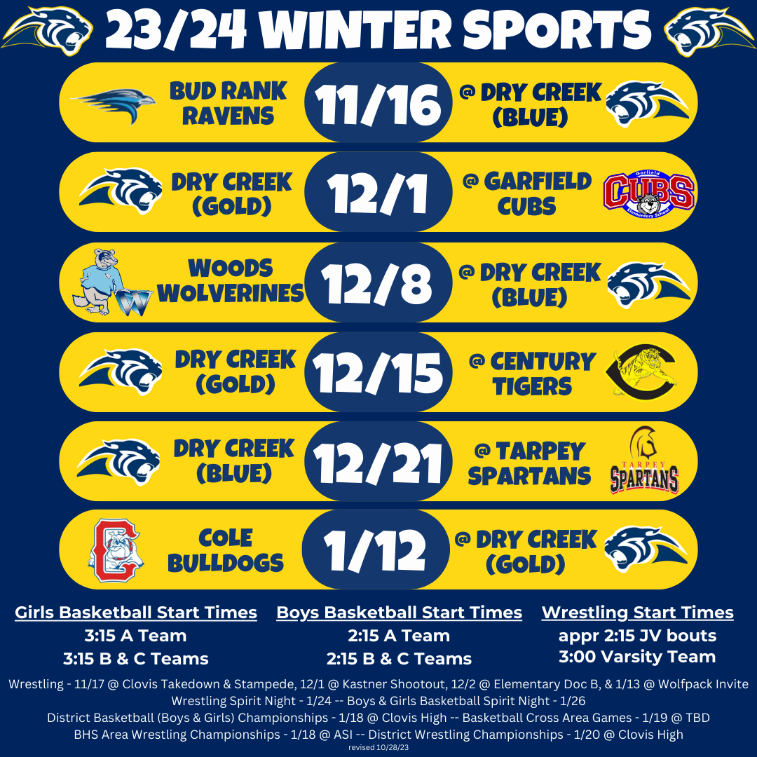 Winter Sports Schedule