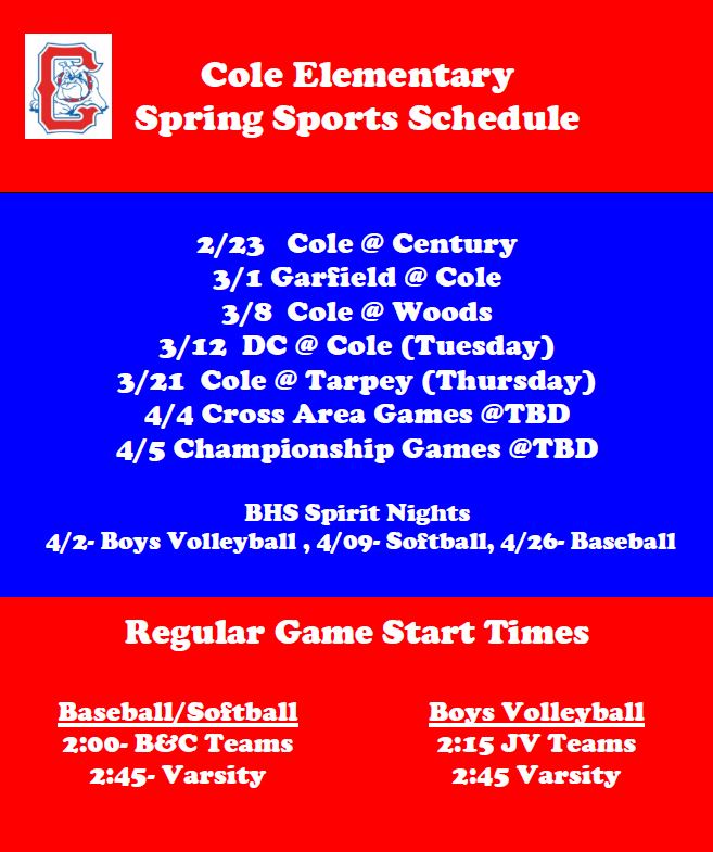 spring sports schedule