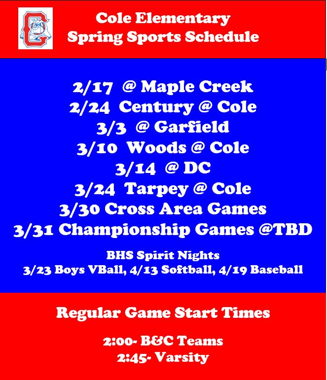 Spring Sports Schedule