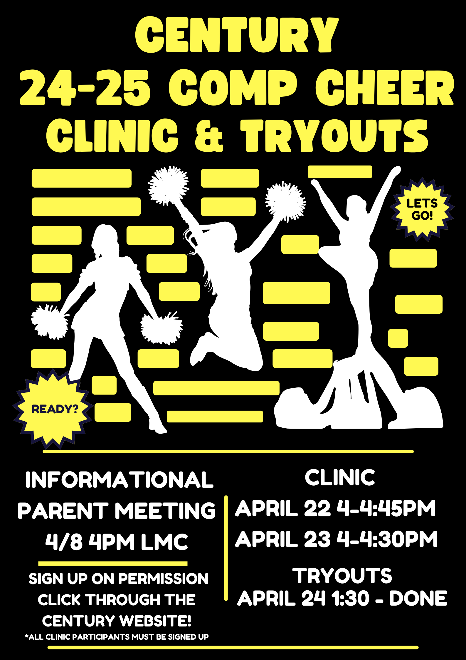 Century 24-25 Comp Cheer Clinic and Tryouts