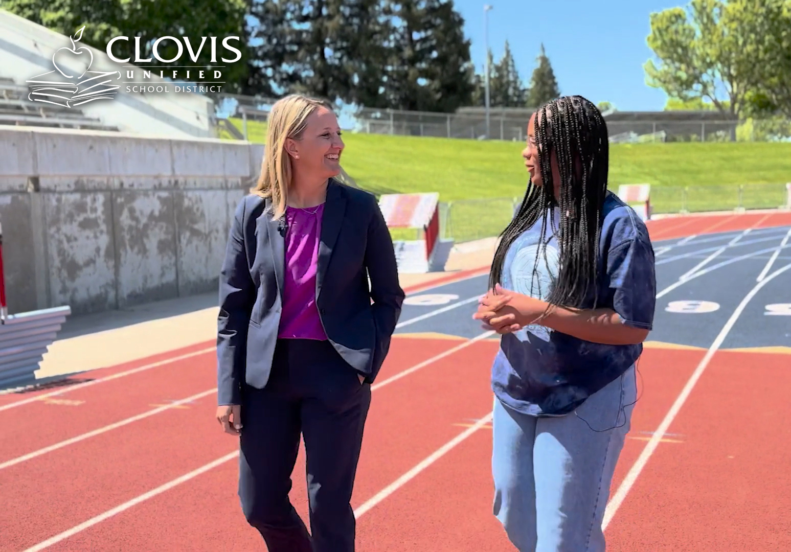 Meet the New Superintendent: Dr. Corrine Folmer and a student walk and talk.