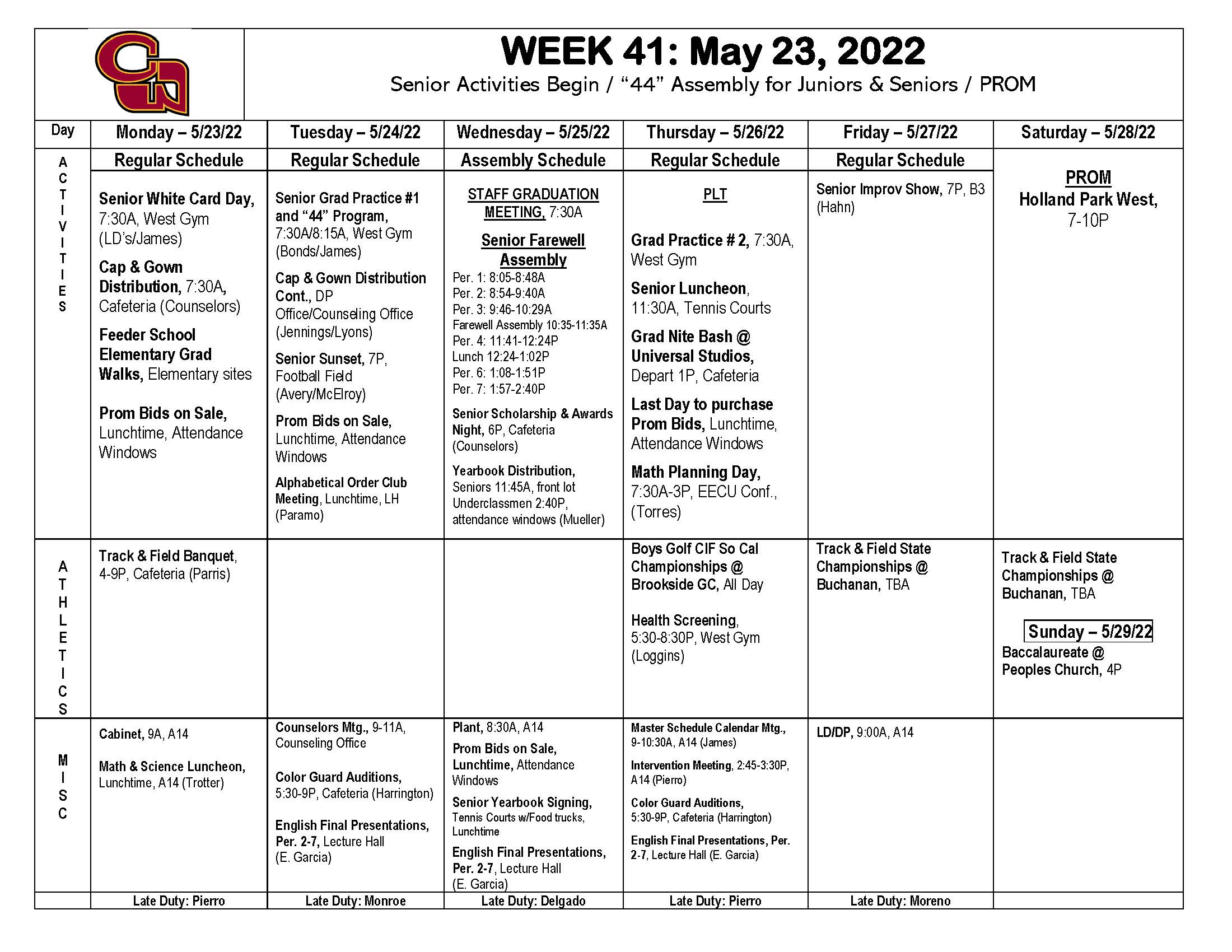 week of May 23rd