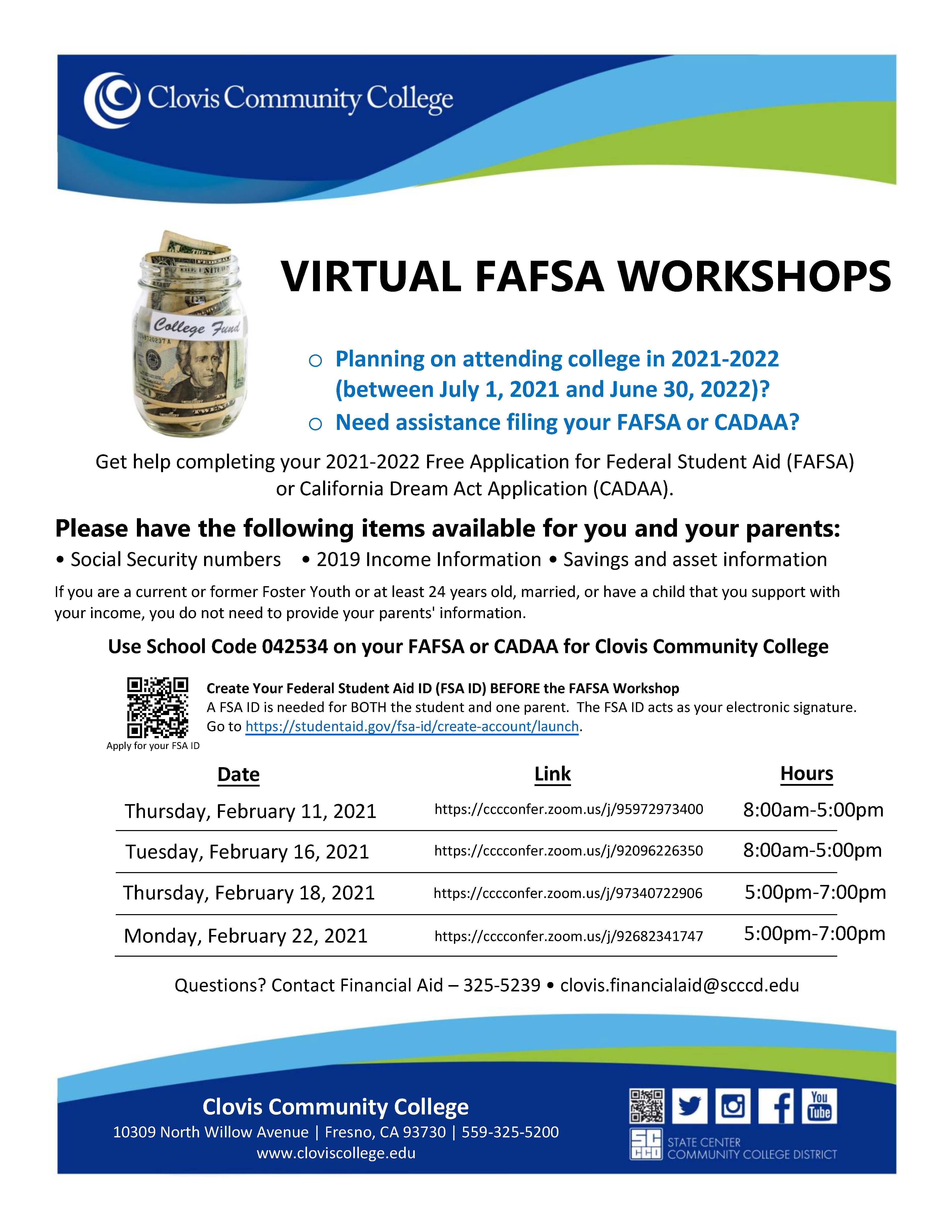 Virtual FAFSA workshops