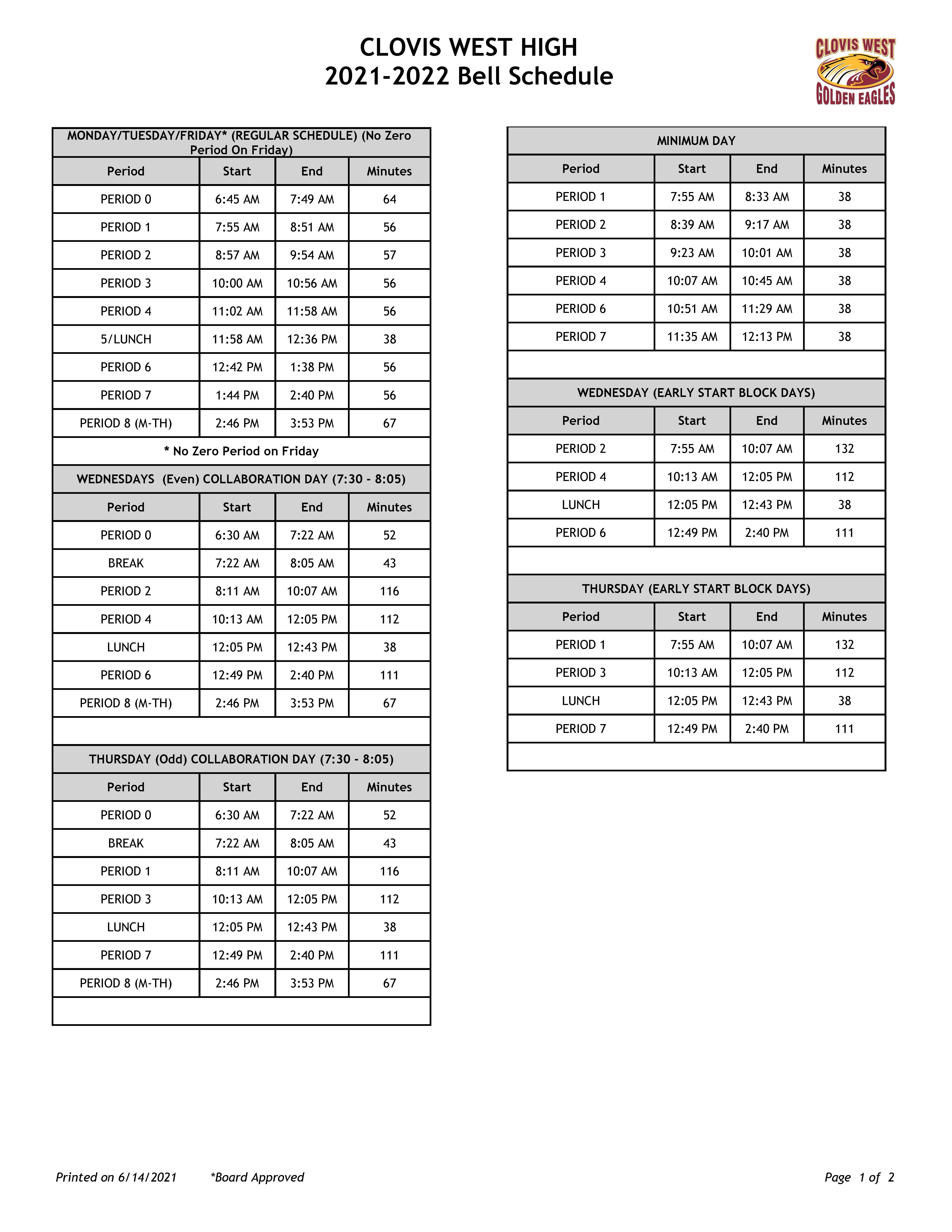 Bell Schedule 21-22