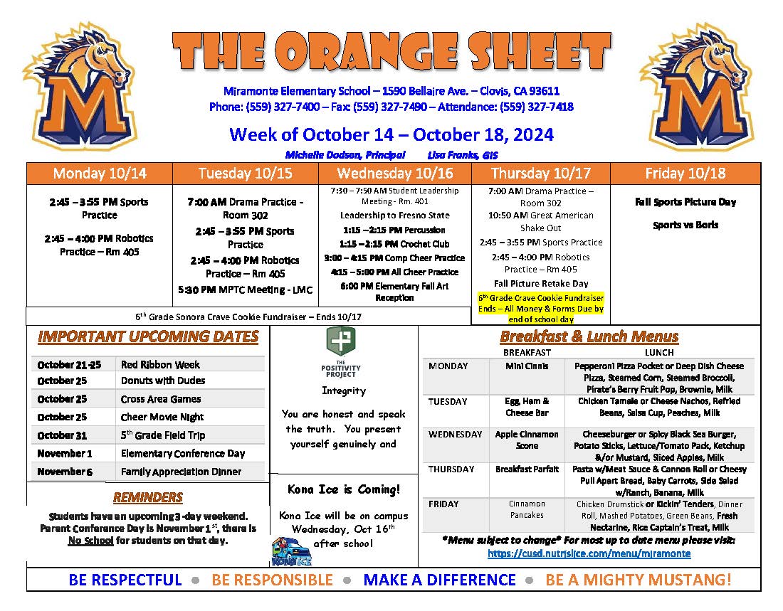 Orange Sheet week of 10/14