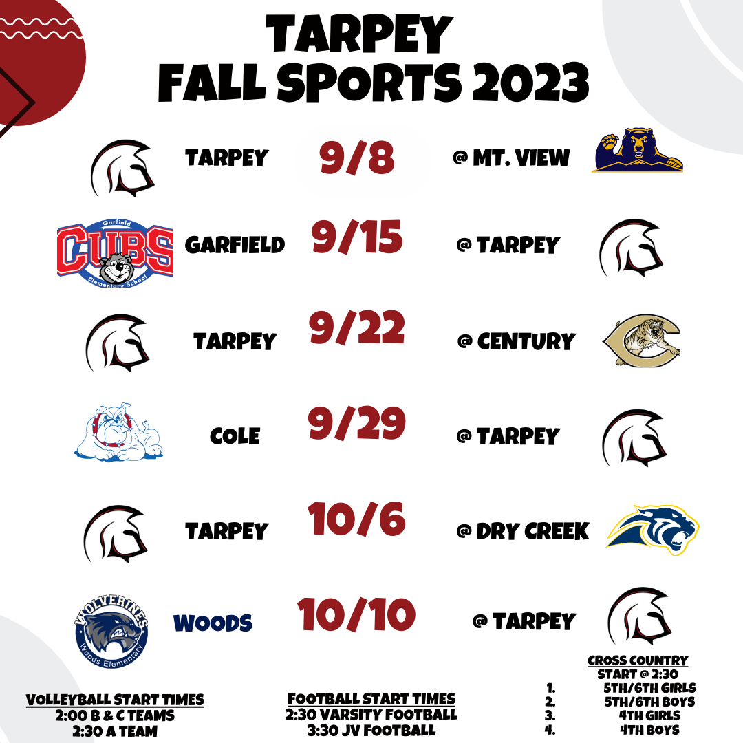Tarpey Spring Sports Schedule 2023