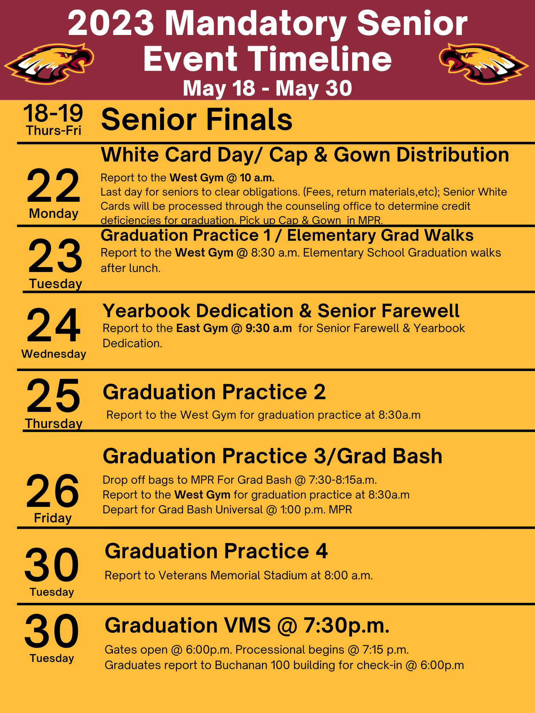 2023 Senior Timeline