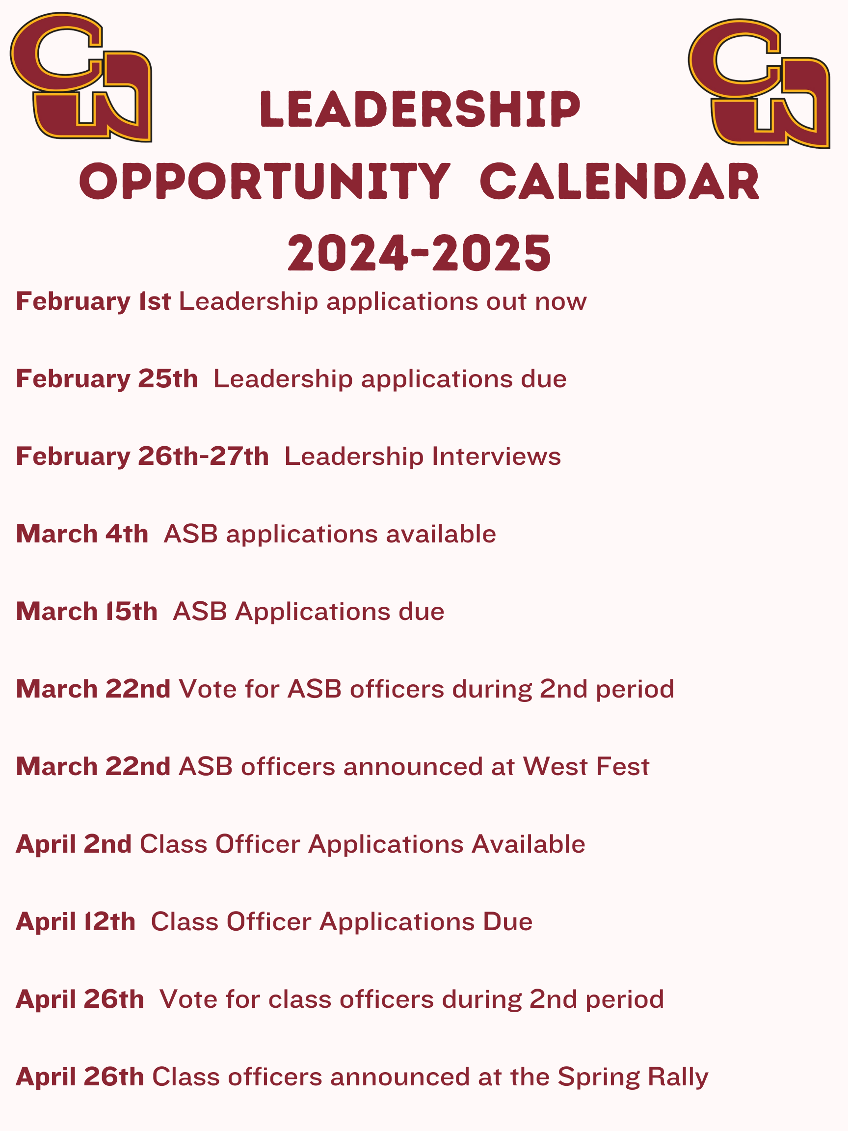 Leadership Opportunity Calendar