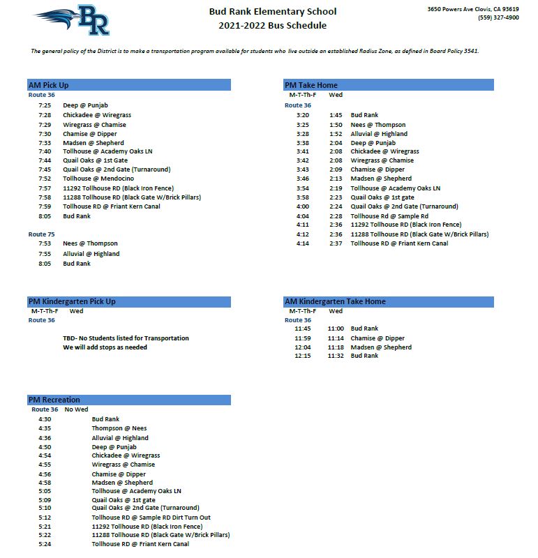 21-22 Bus Schedule, PDF link below