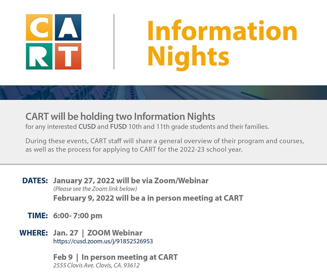CART Information Night flyer