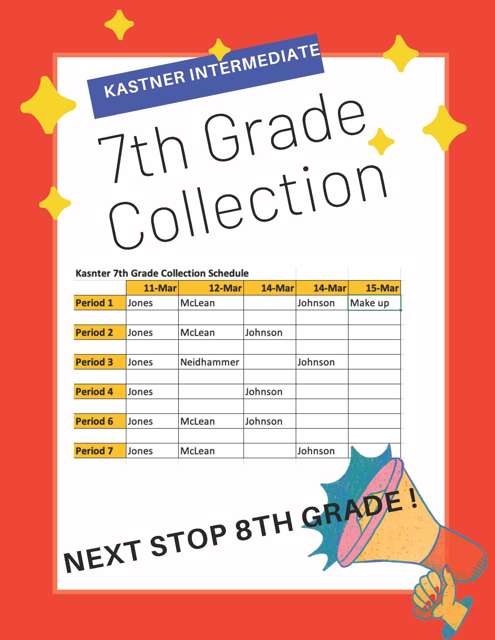 7th grade collection schedule