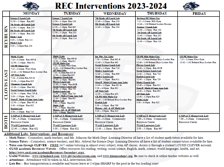 2023-2024 Intervention Schedule/Calendar