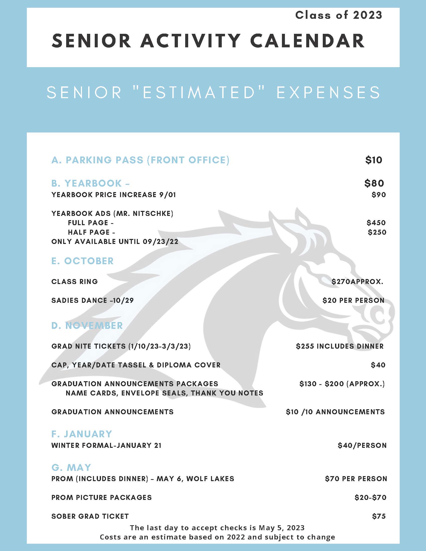 Senior Activity Calendar and Expenses