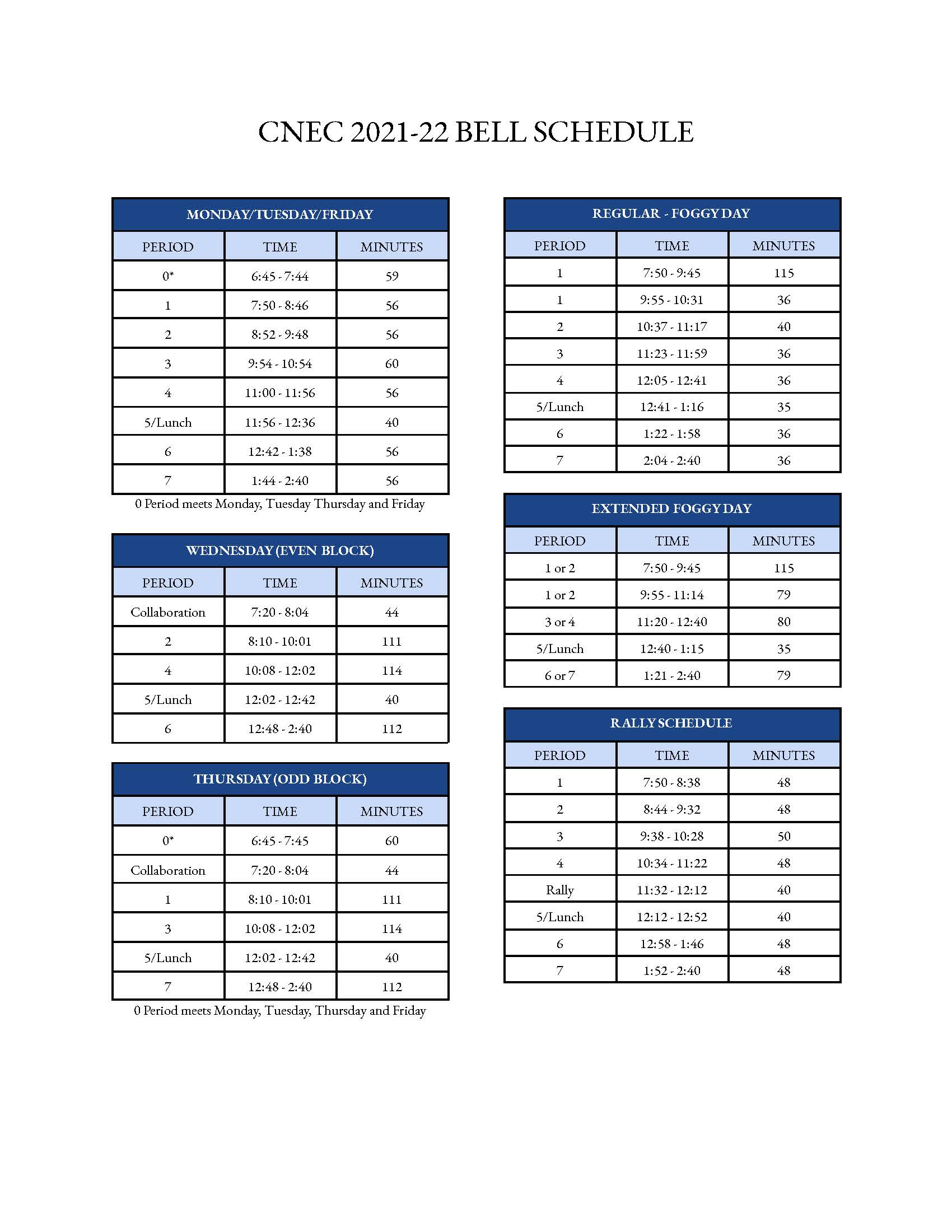 Bell Schedule