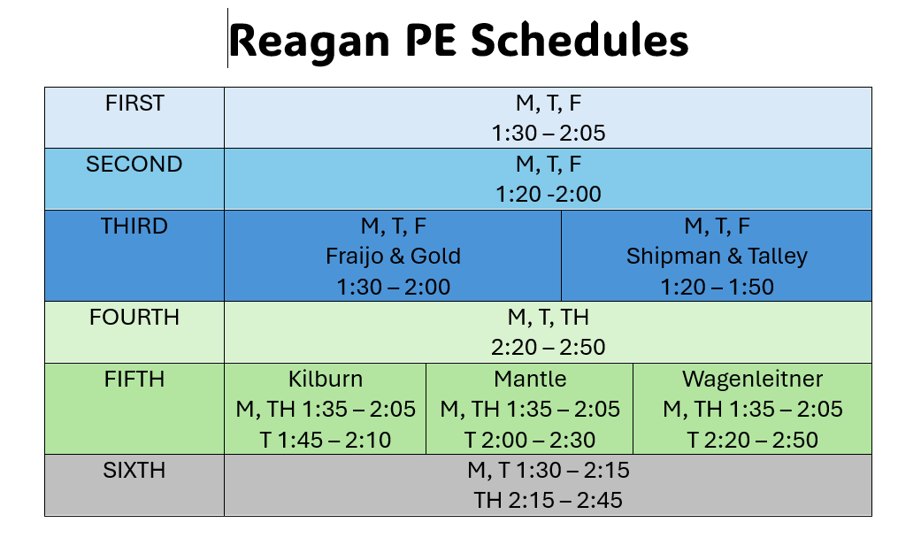 pe schedule