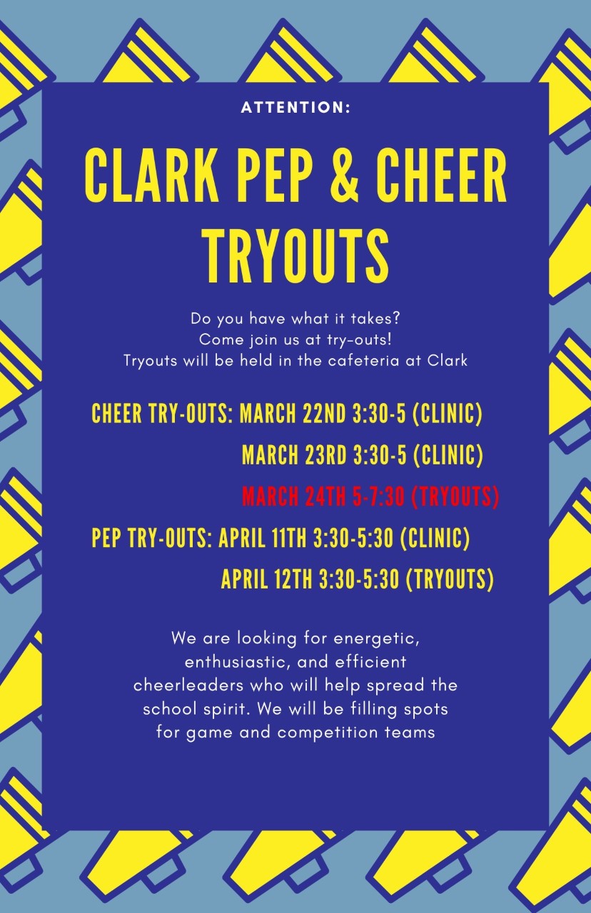 flyer clark Pep and cheer tryouts