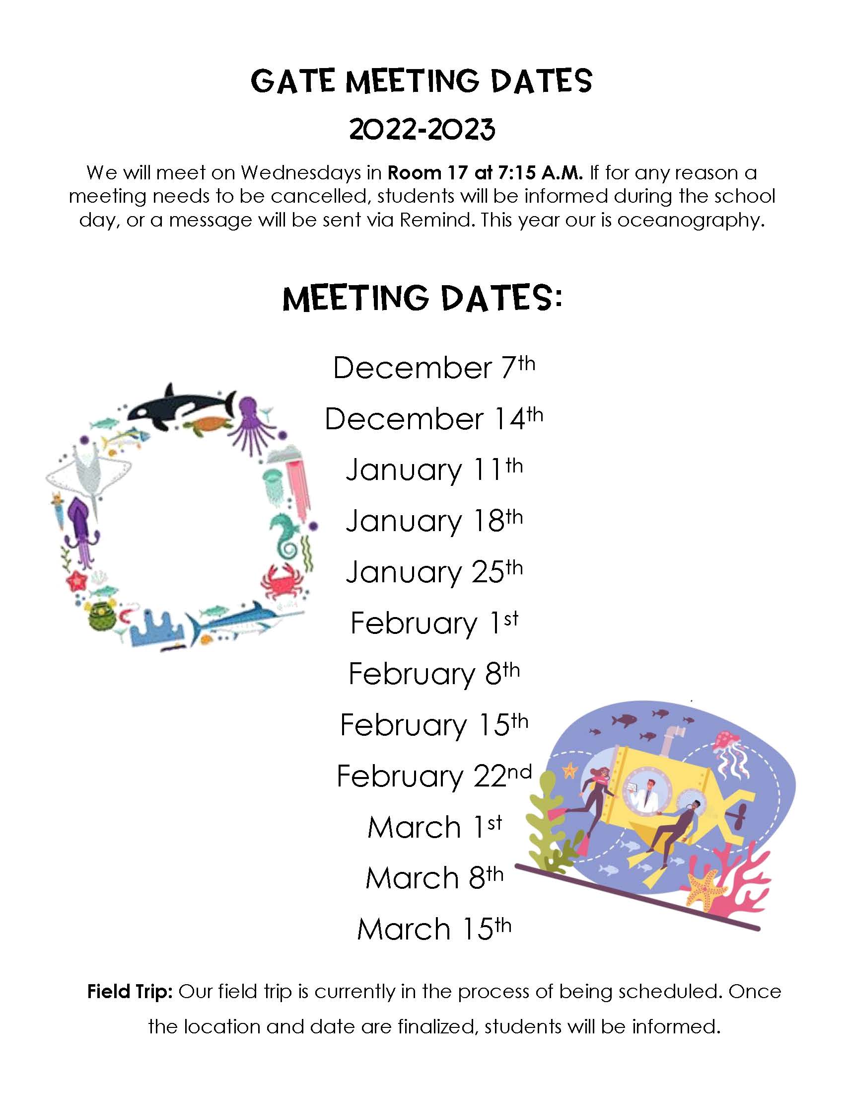 Gate Meeting Dates 