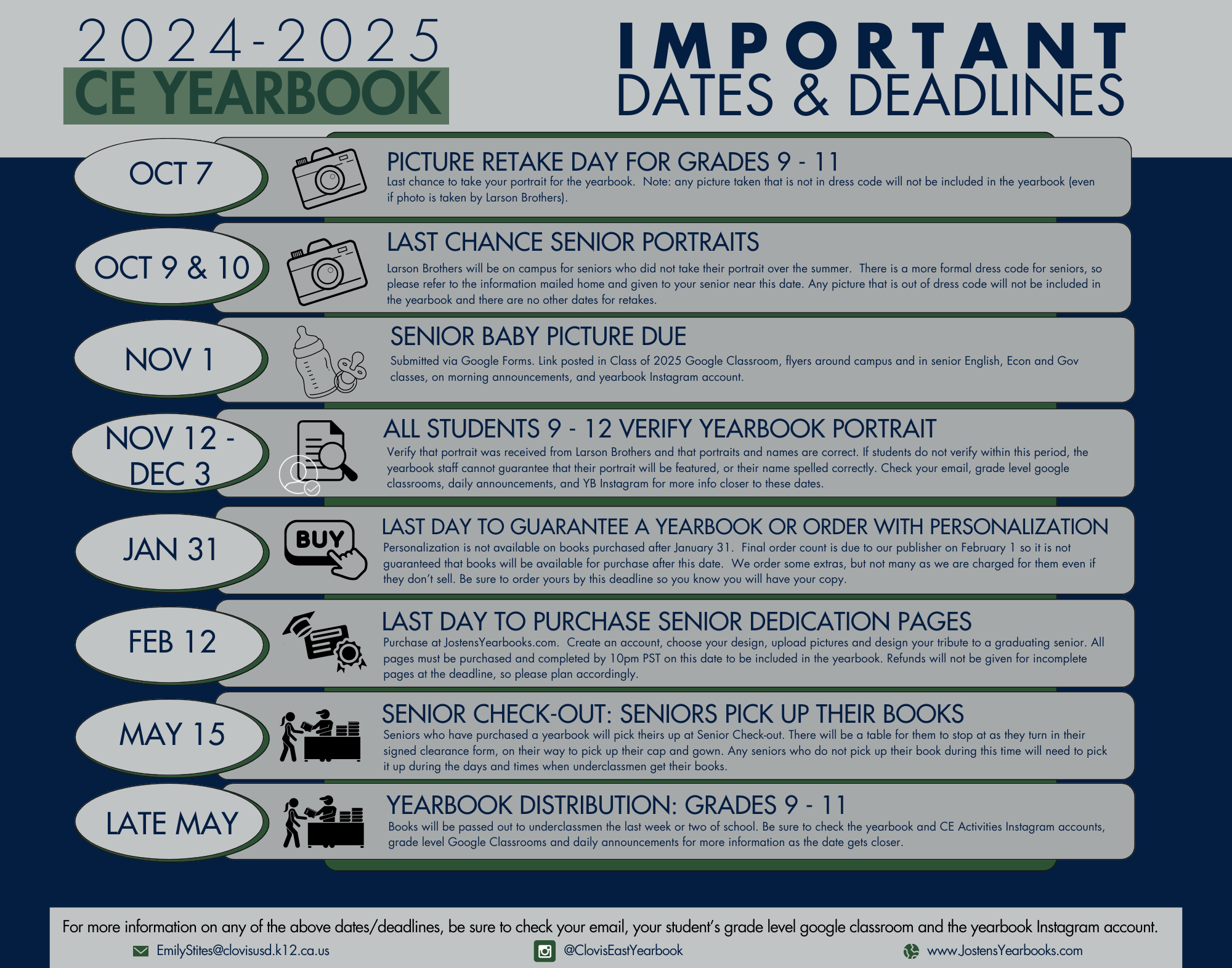 yearbook important date and information