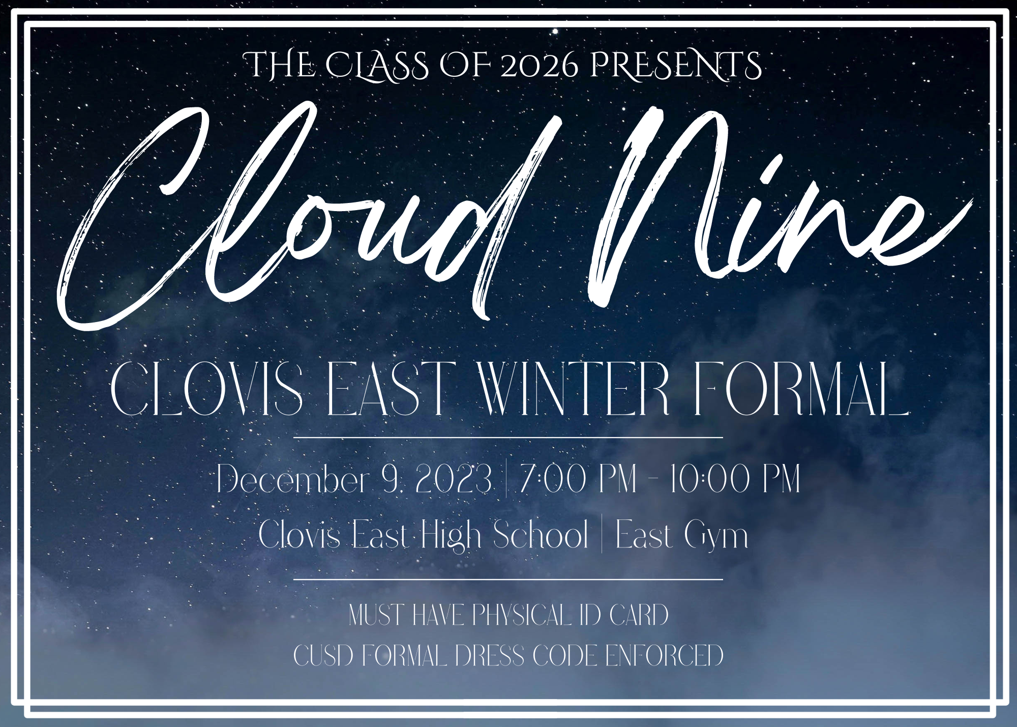 2023 Winter Formal Cloud 9 Invitation