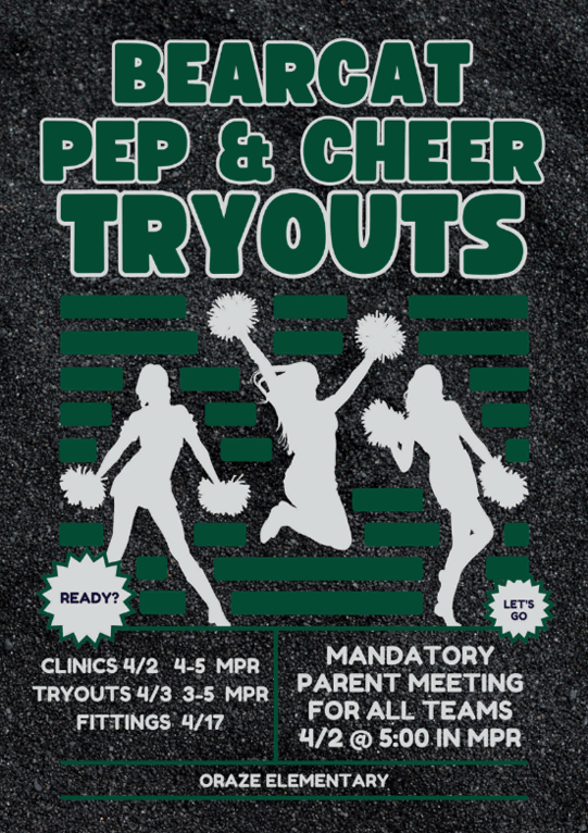 2024-2025 Pep and Cheer Tryout Flyer