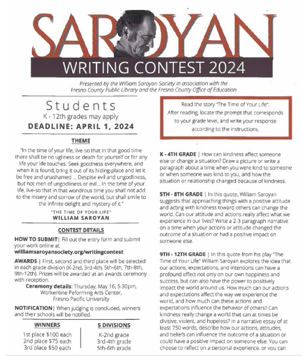 Writing Contest Flyer 2024